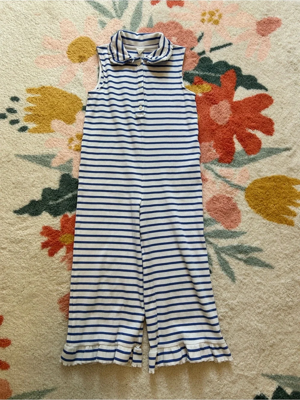 Blue + White Rippled Romper